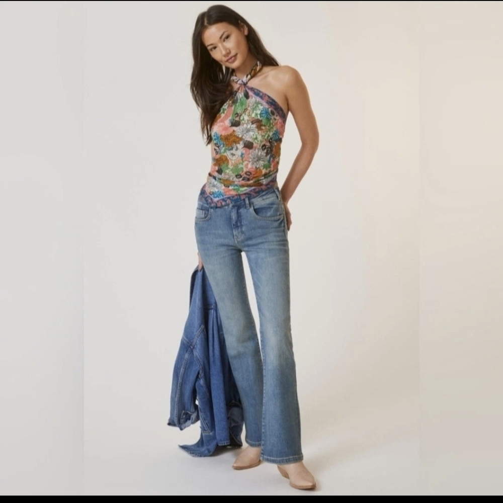 Pilcro Anthropologie The Demilune Boot Stretch Denim Jeans Mid Size 27